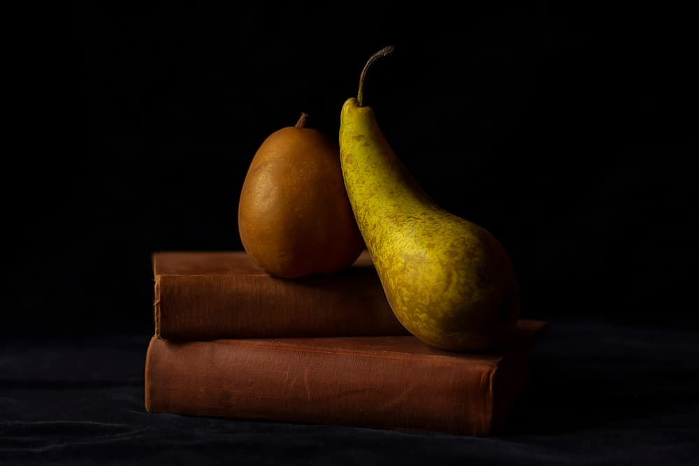 Warm Pears and Books by Ludmila Shumilova — canvas wall art