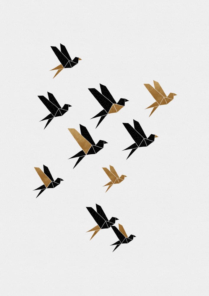 Geometric Birds in Flight by Orara Studio — canvas wall art