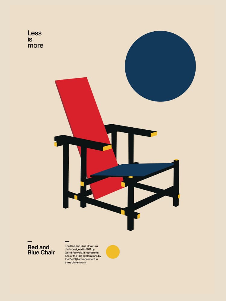 Red and Blue Chair by David Vineïs — canvas wall art