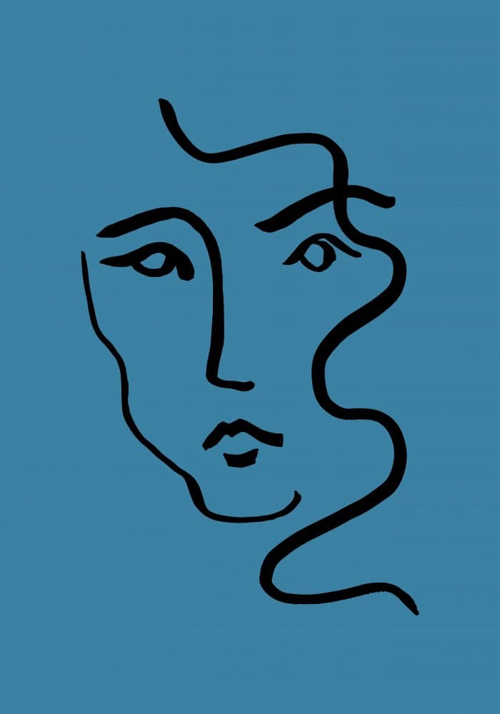 Blue Minimal Face by Pictufy Studio — canvas wall art