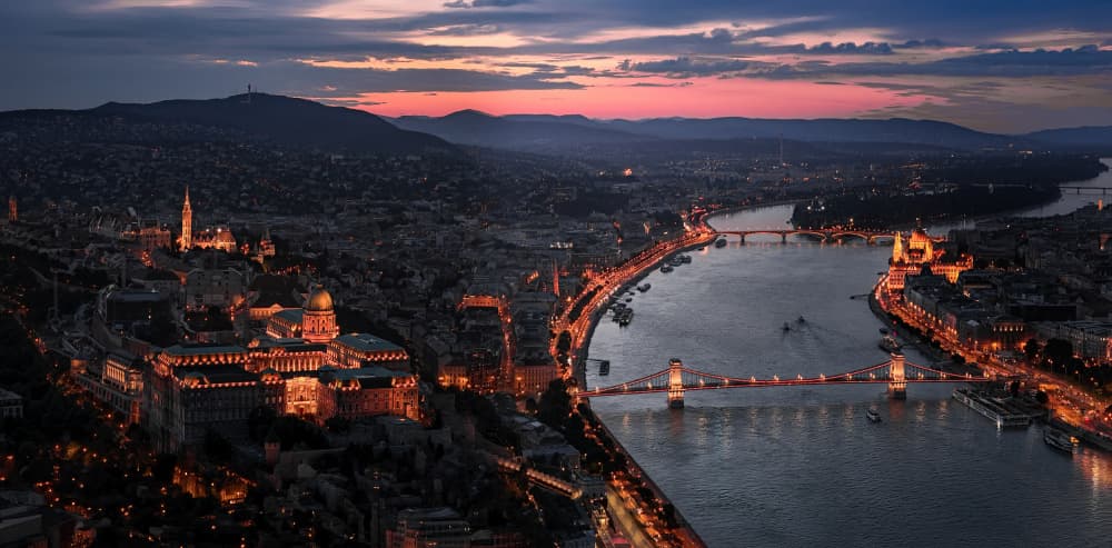 Budapest Twilight River by Larry Deng APA — canvas wall art