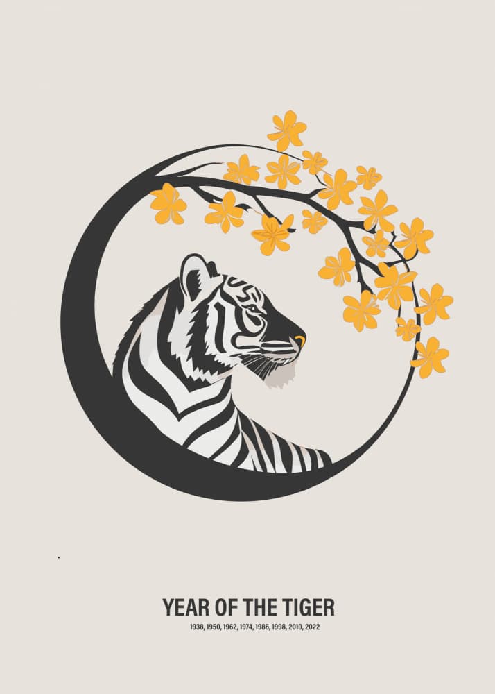 Golden Blossom Tiger by Paperago — canvas wall art