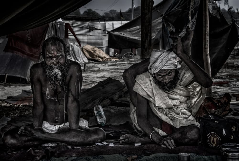 Spiritual Indian Sadhus by Joxe Inazio Kuesta Garmendia — canvas wall art