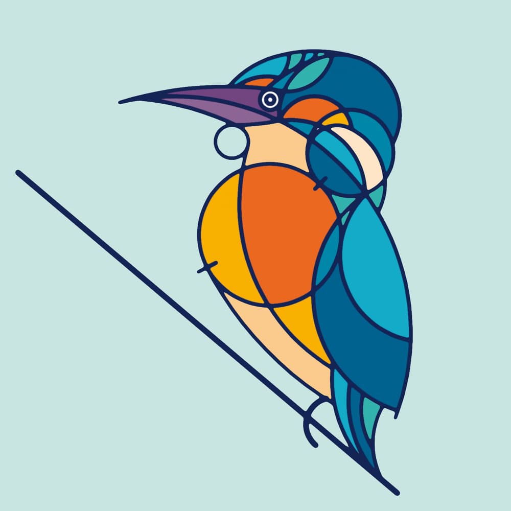 Vibrant Geometric Kingfisher by Rafa Mateo — canvas wall art