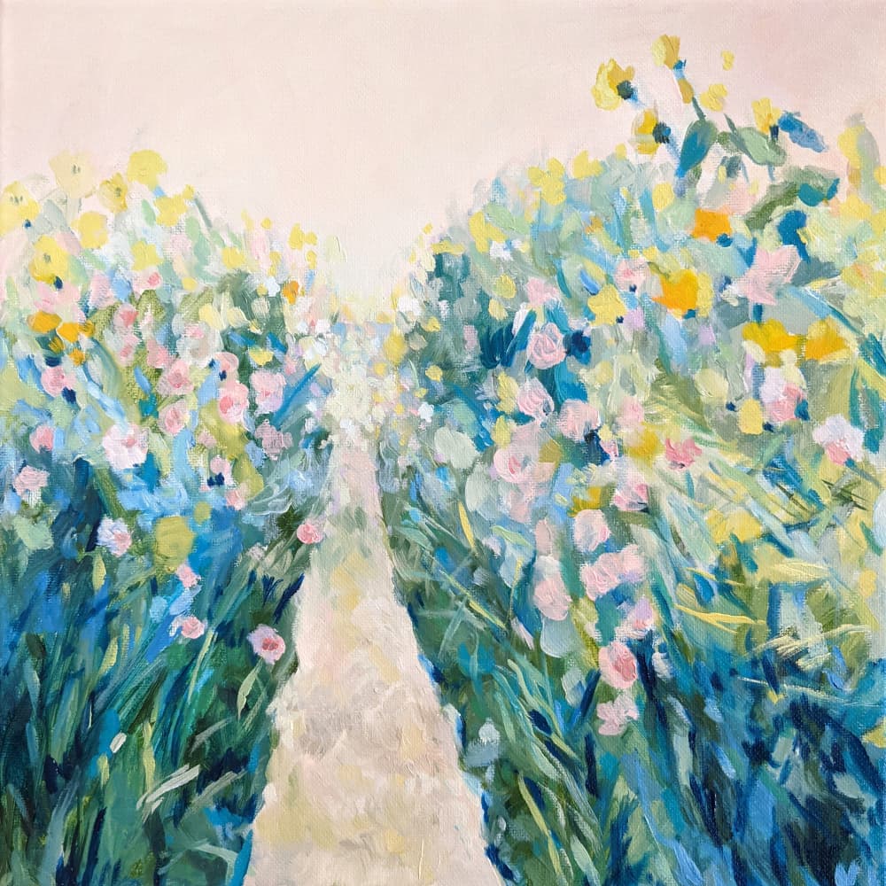Colorful Garden Pathway by Claire Whitehead — canvas wall art