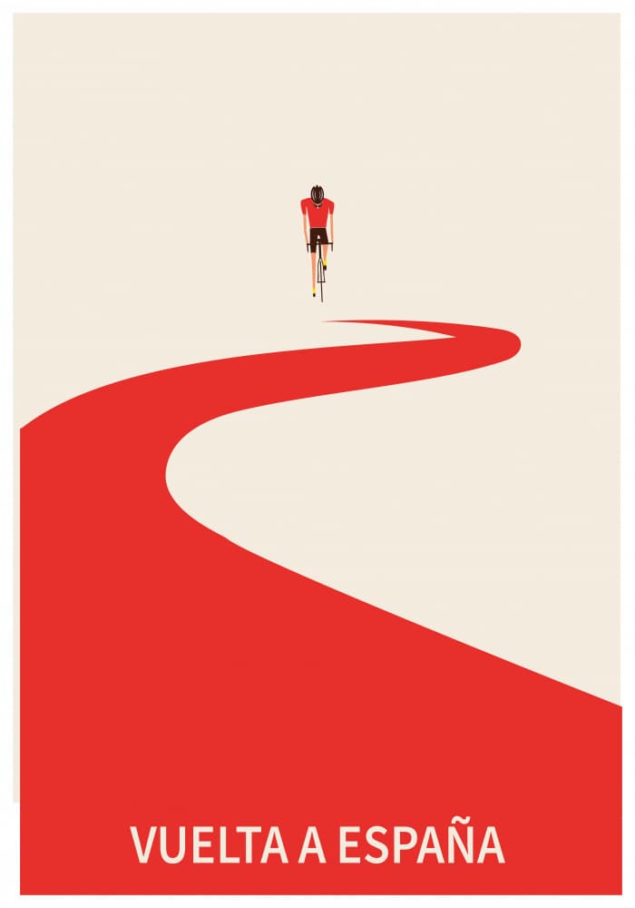 Red Road Cyclist by Paperago — canvas wall art