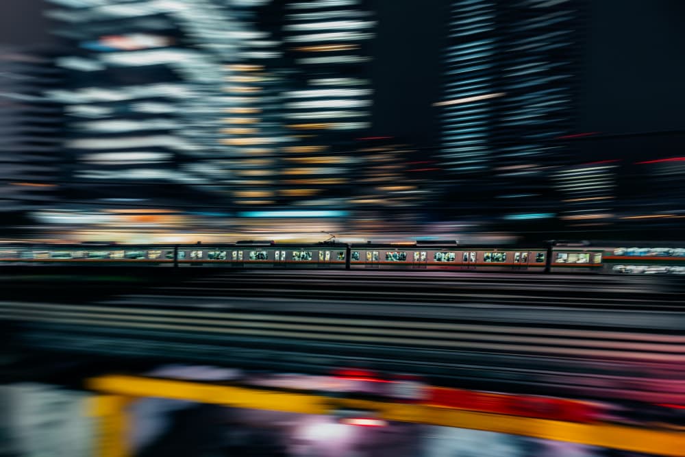 Dynamic City Train by Yuzo Fujii — canvas wall art