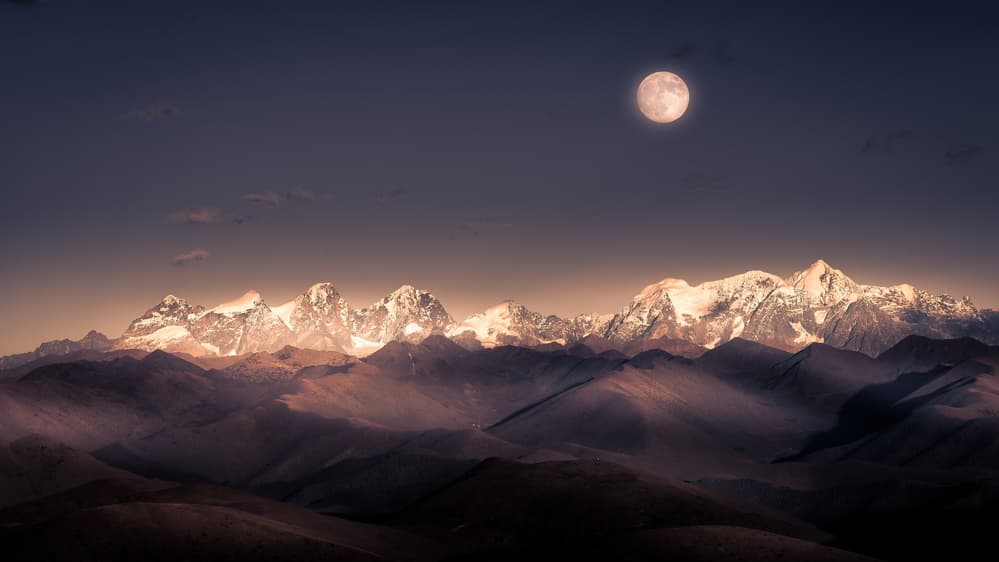 Majestic Mountain Moon by qiye — canvas wall art