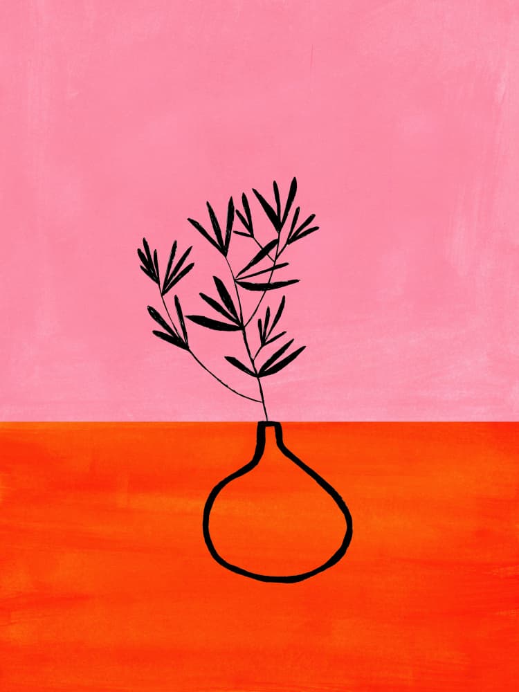 Pink Orange Botanical Vase by Ejaaz Haniff — canvas wall art