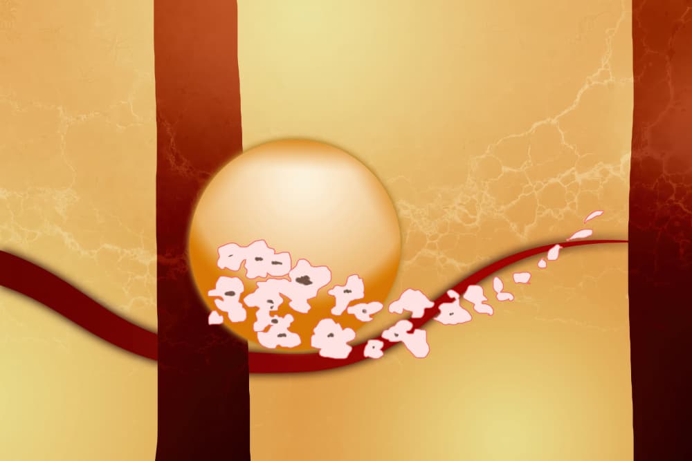 Golden Orb Pink Blossoms by Rafal Kulik — canvas wall art