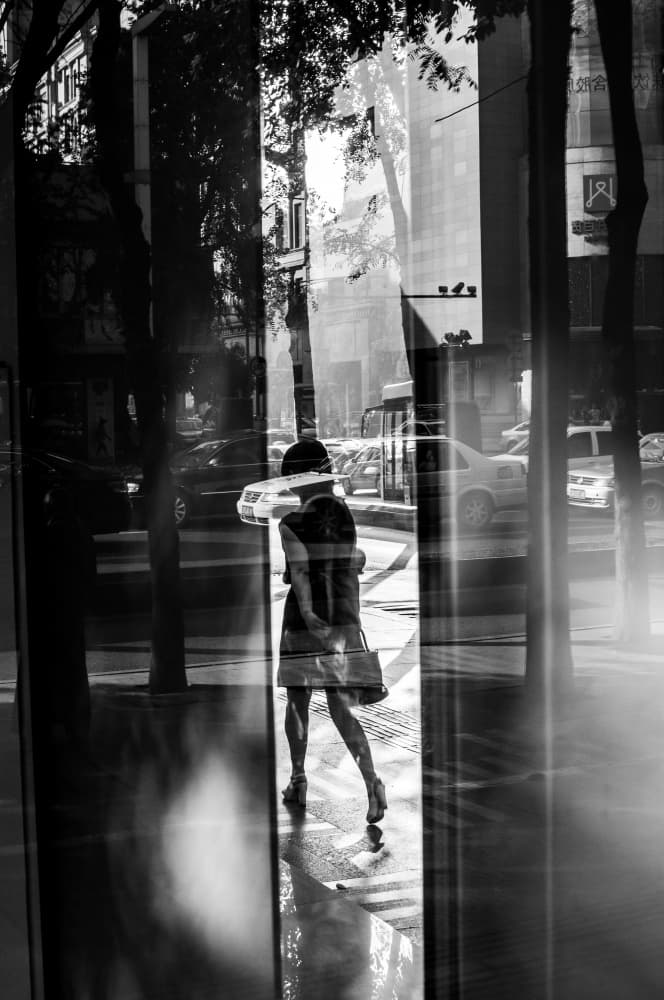 Woman City Reflection by Imaginative — canvas wall art