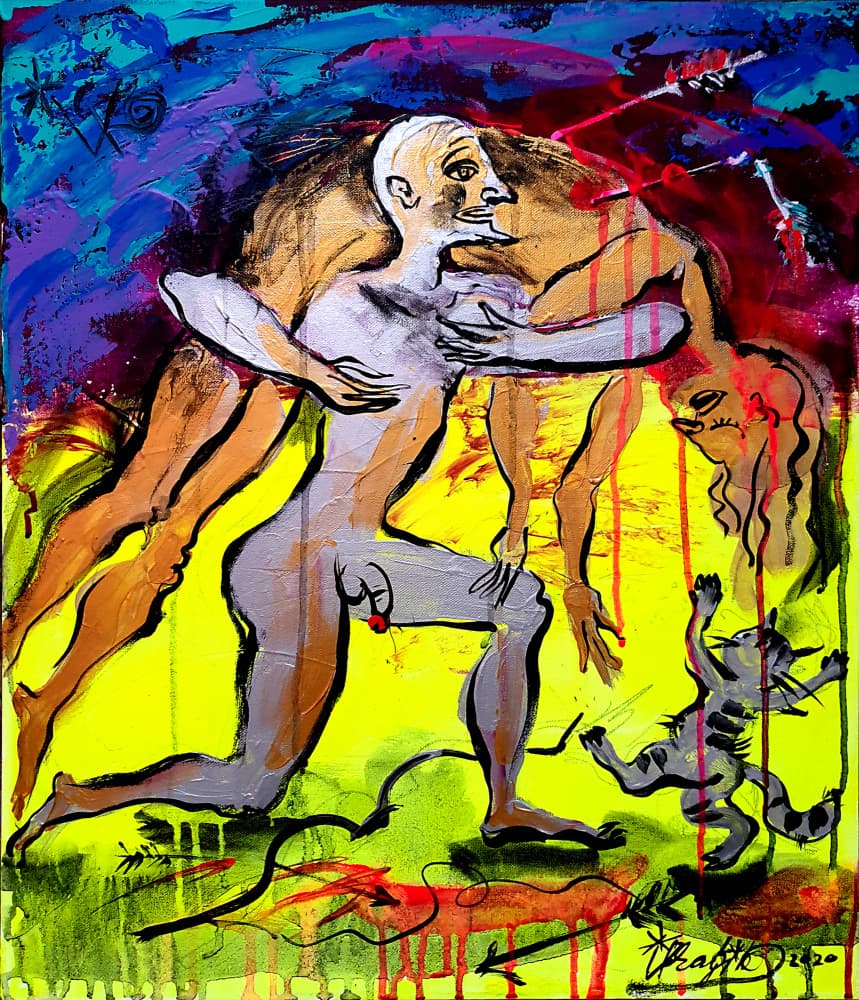 Vibrant Human Struggle by Kanat Ibragimov — canvas wall art