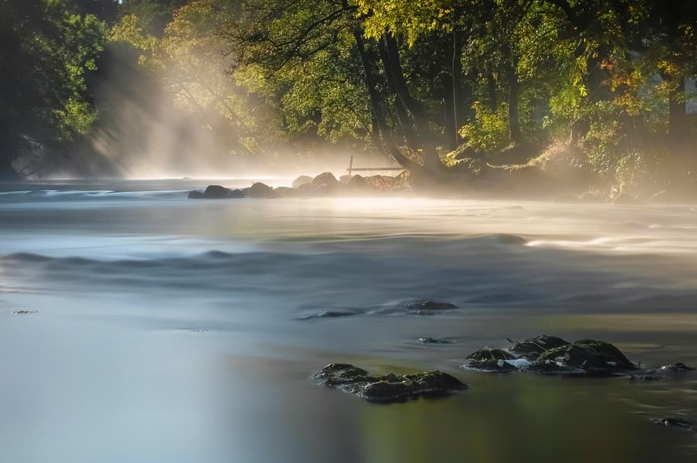 Misty River Sunlight by Benny Pettersson — canvas wall art