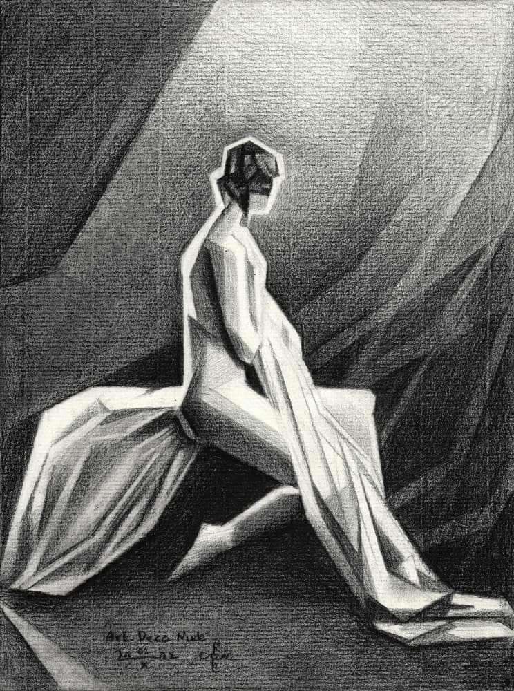 Draped Art Deco Figure by Corné Akkers — canvas wall art