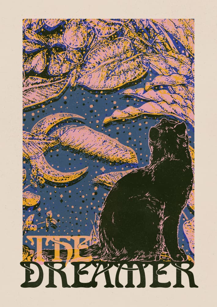 Black Cat Dreamer by Katariina Kosunen — canvas wall art