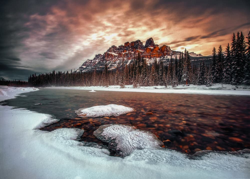 Snowy River Mountain Glow by Leechee Z — canvas wall art