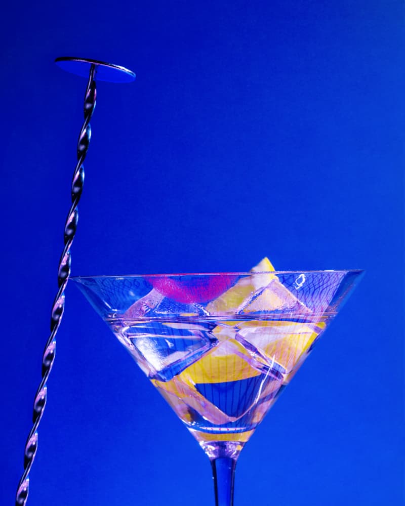 Blue Martini with Lemon by Julia Ramiro — canvas wall art