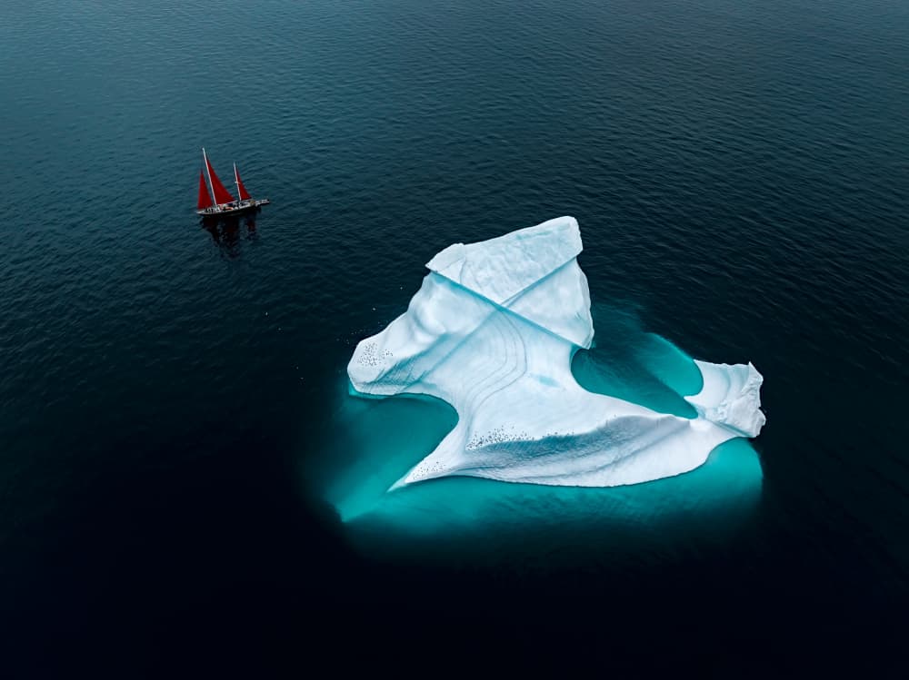 Sailboat Near Iceberg by Liguang Huang — canvas wall art