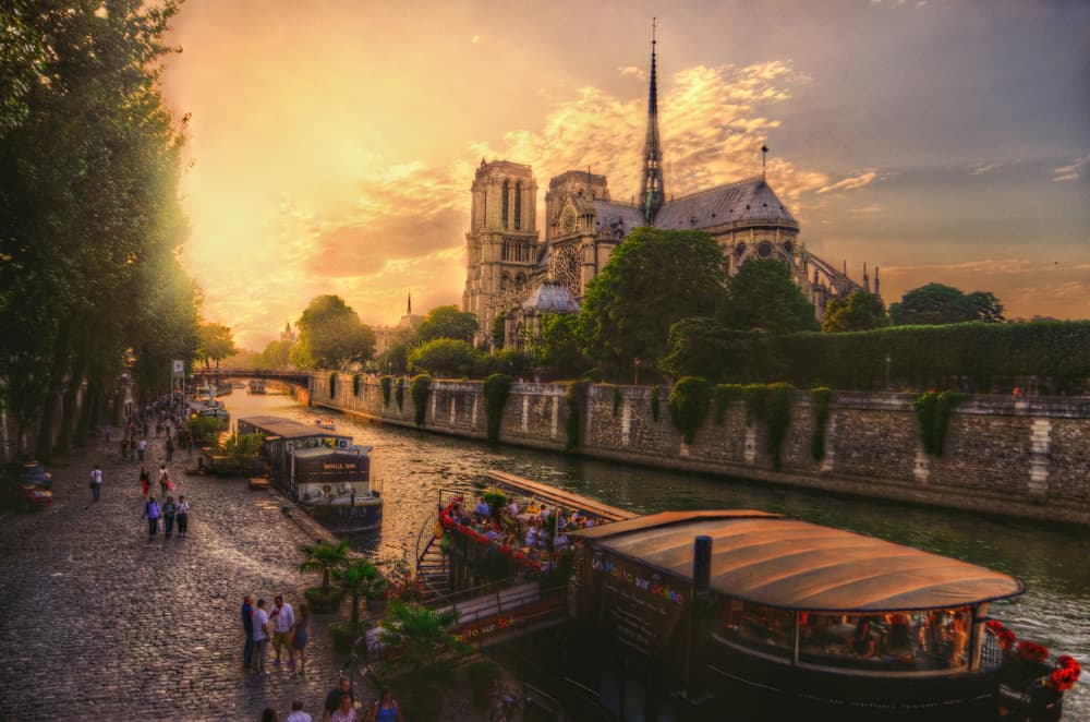 Notre Dame Sunset Glow by Mohamed Kazzaz — canvas wall art