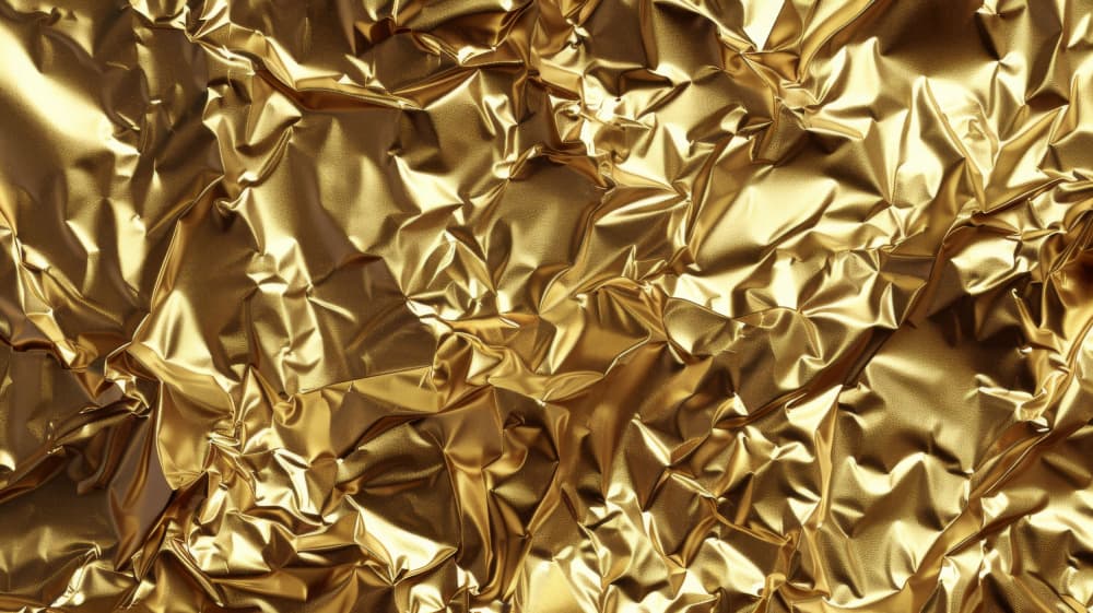 Golden Crumpled Foil by Marika Barsrsind — canvas wall art