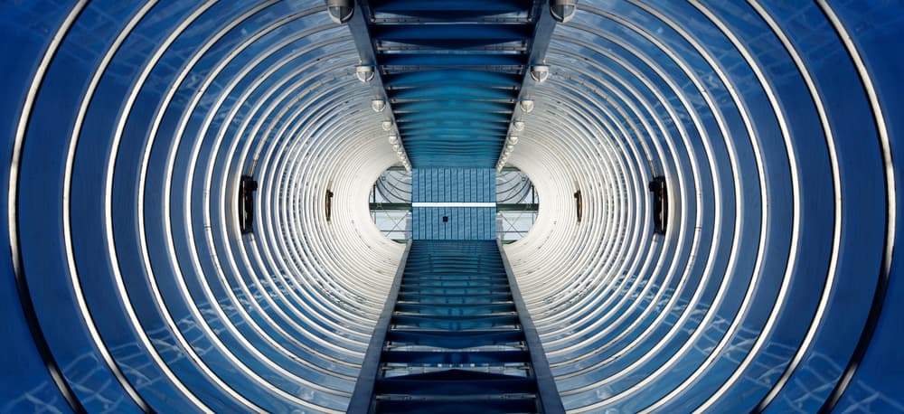 Concentric Blue Pathway by Renata Apanaviciene — canvas wall art