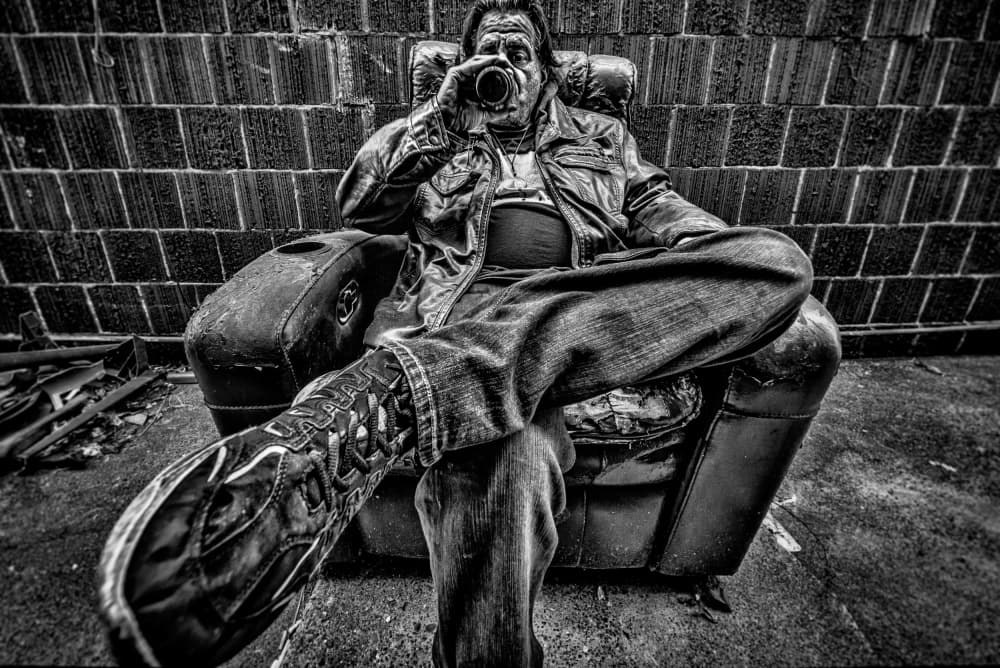 Gritty Man Drinking by Steve Hermann — canvas wall art