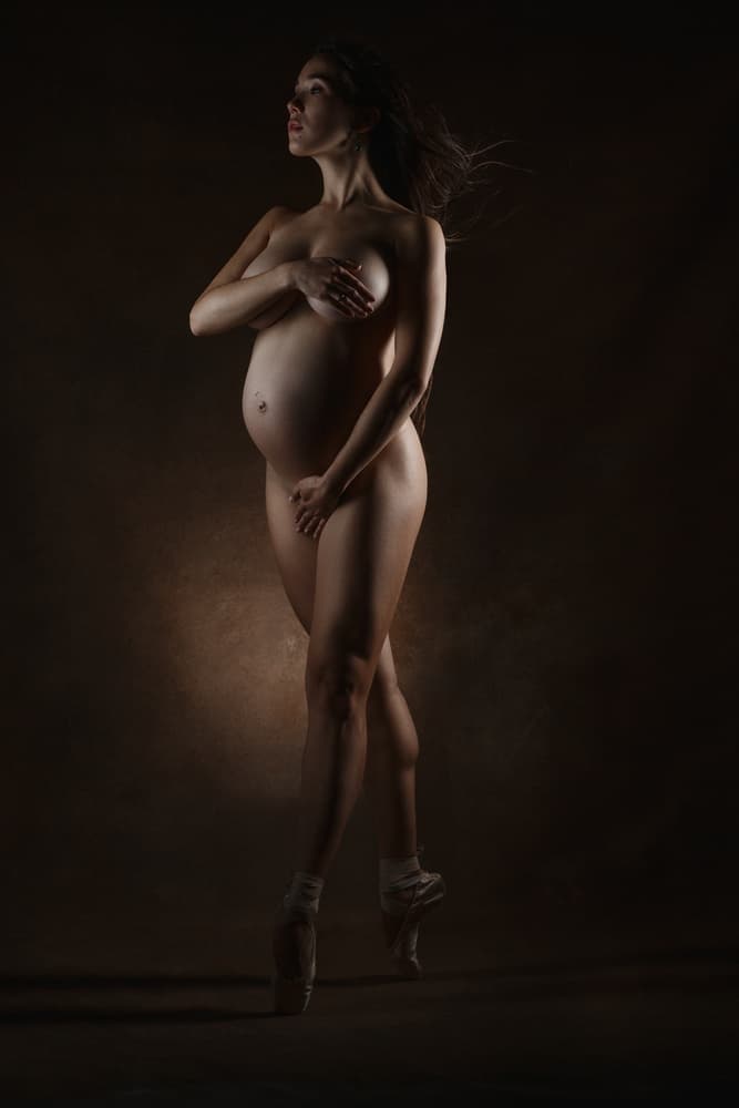 Pregnant Ballet Elegance by Evgeny Loza — canvas wall art