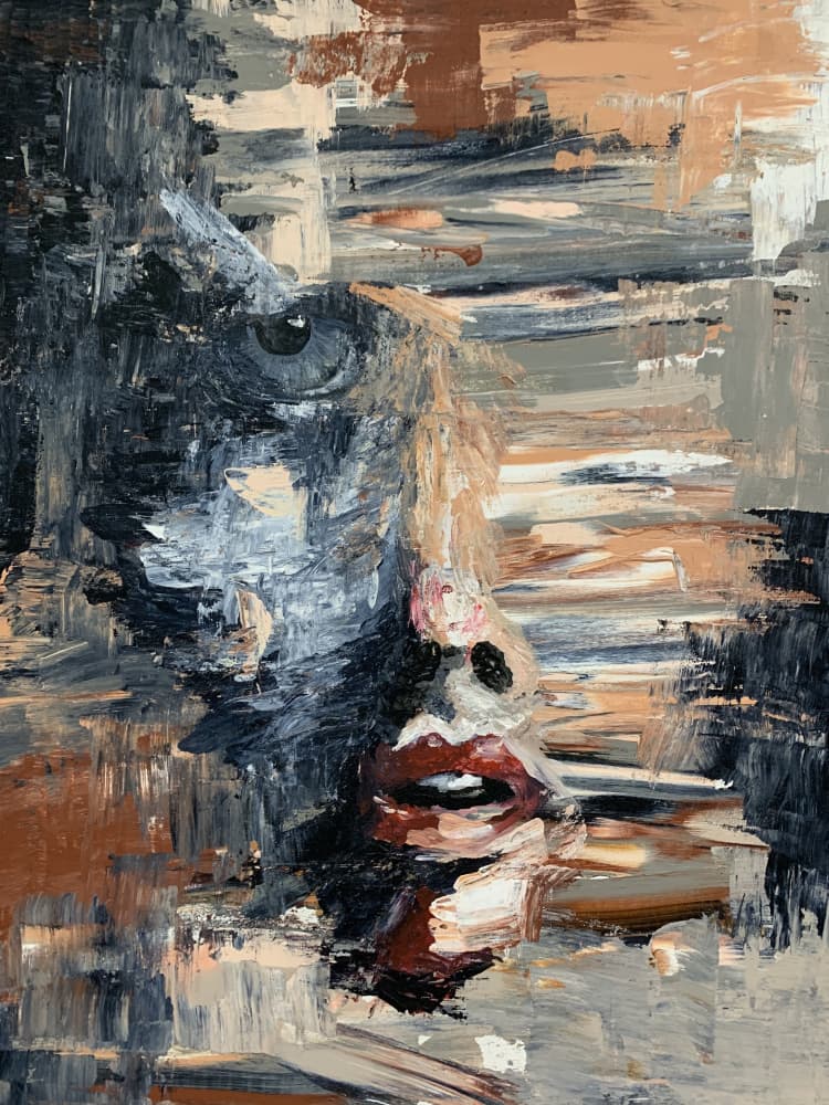 Expressive Abstract Portrait by Lor Muller — canvas wall art