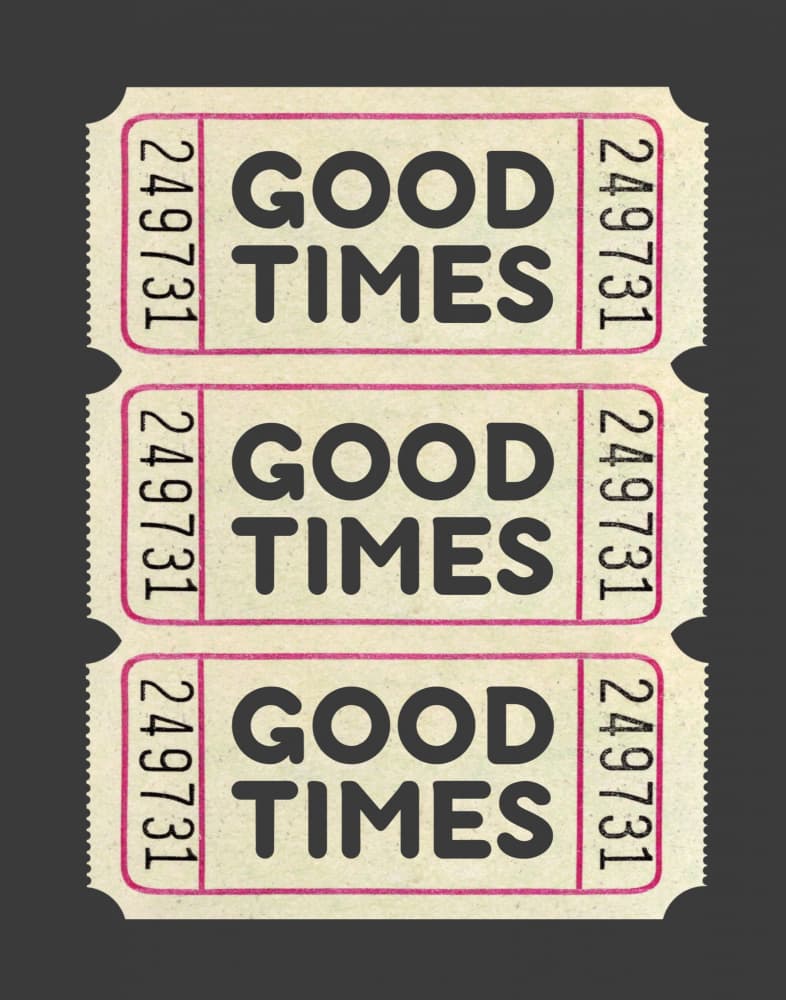 Good Times Ticket by Jolly and Dash — canvas wall art