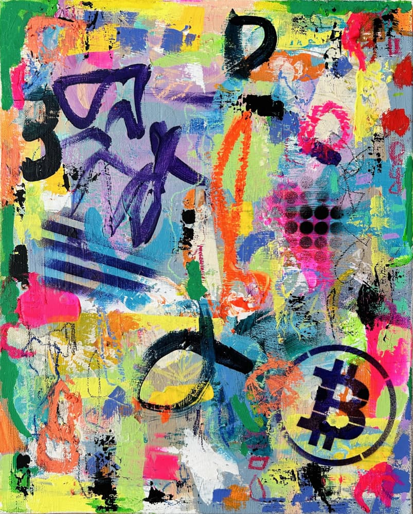 Vibrant Bitcoin Graffiti by Irene Chua — canvas wall art