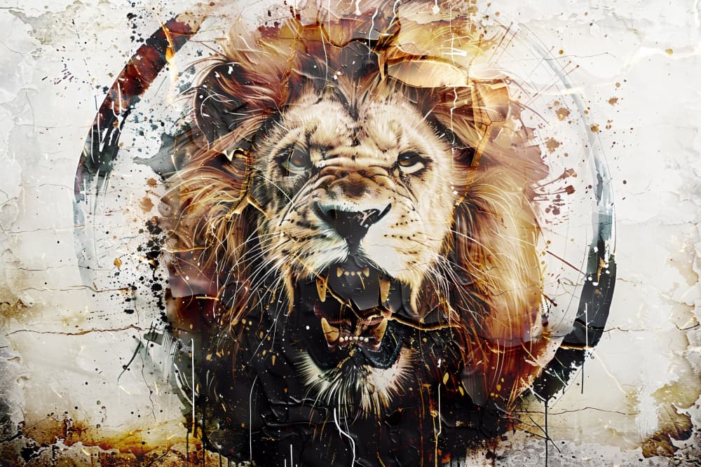 Fierce Roaring Lion by Rafal Kulik — canvas wall art