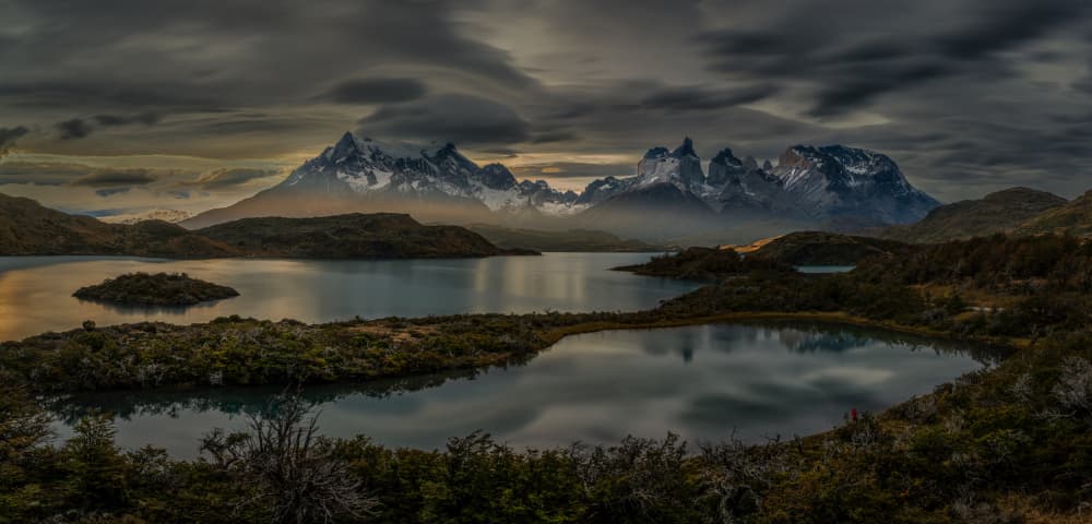 Dramatic Mountain Lake View by Ling Jiang — canvas wall art