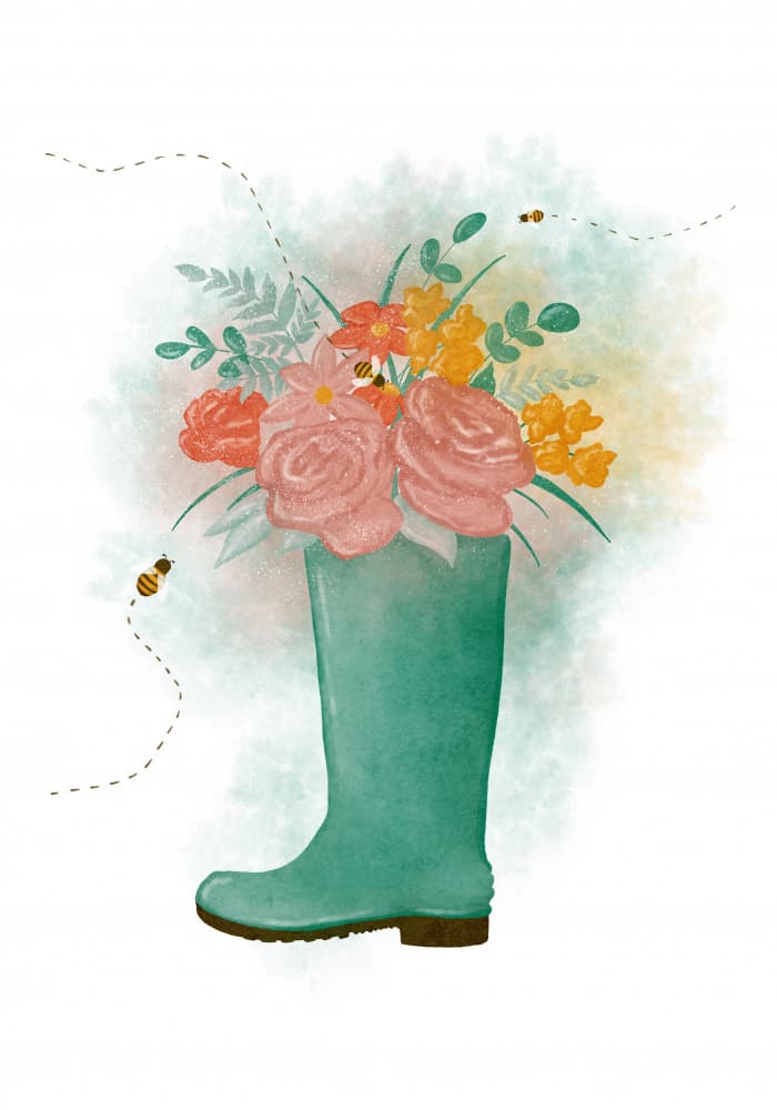 Whimsical Floral Boot by Aminah Eleonora — canvas wall art