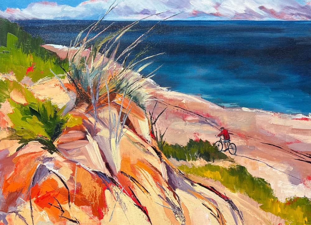Vibrant Coastal Ride by Maxine Shore — canvas wall art