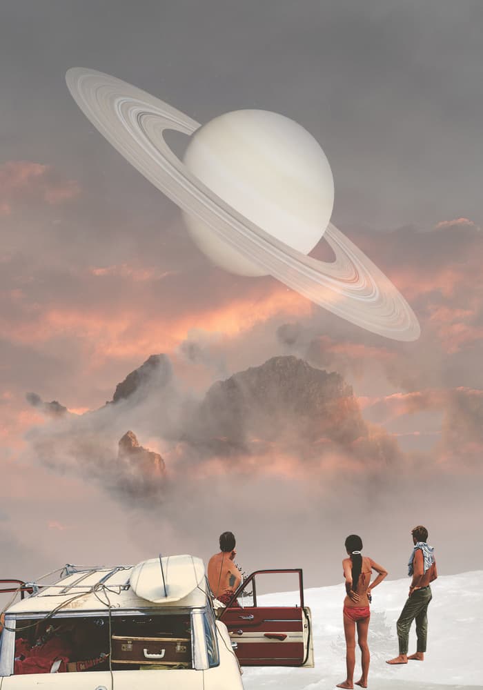 Vintage Saturn Adventure by Daniel Donocik — canvas wall art