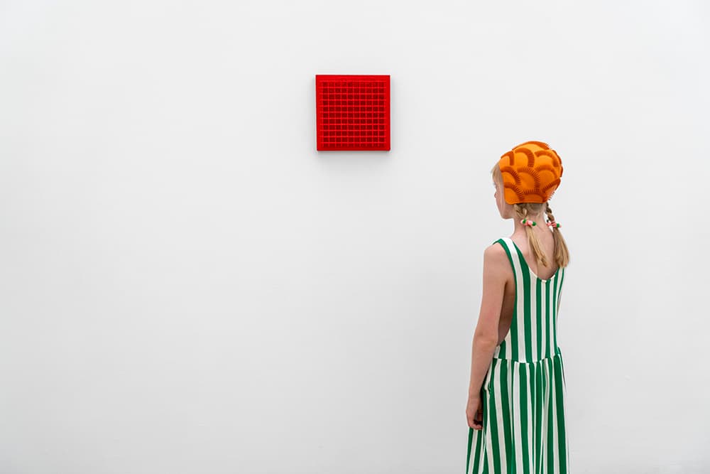 Orange Cap Red Square by Ton Dirven — canvas wall art