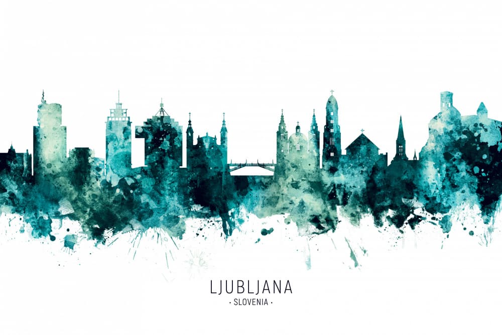 Ljubljana Slovenia Skyline by Michael Tompsett — canvas wall art