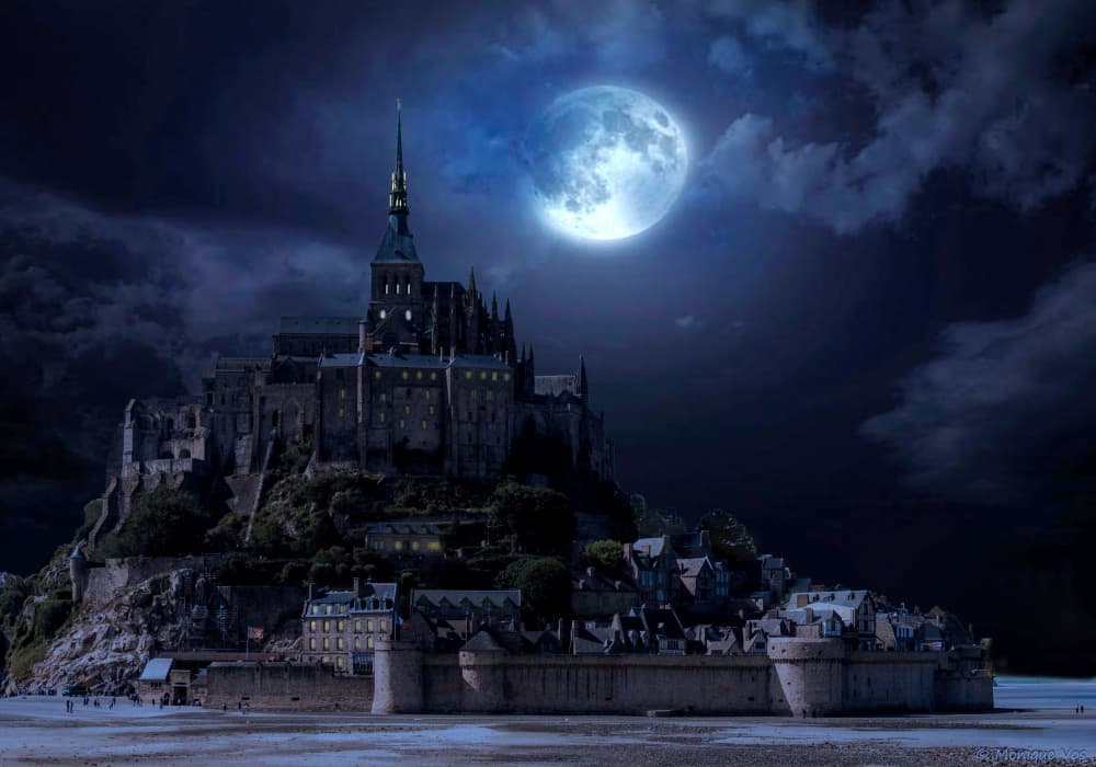Mont Saint Michel Moonlight by monique gilleman — canvas wall art