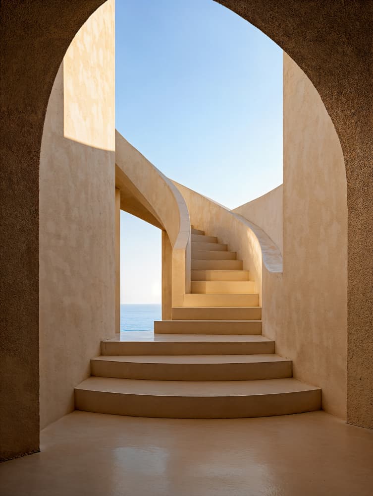 Elegant Seaside Staircase by Minorstep — canvas wall art
