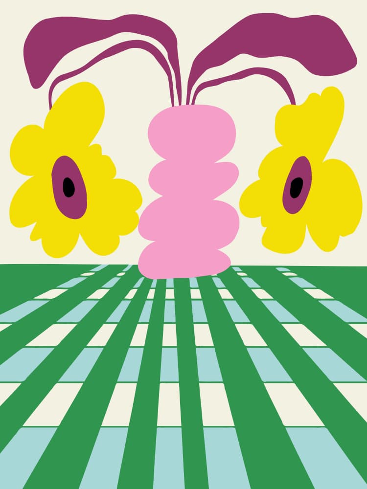Playful Floral Still Life by Miho Art Studio — canvas wall art