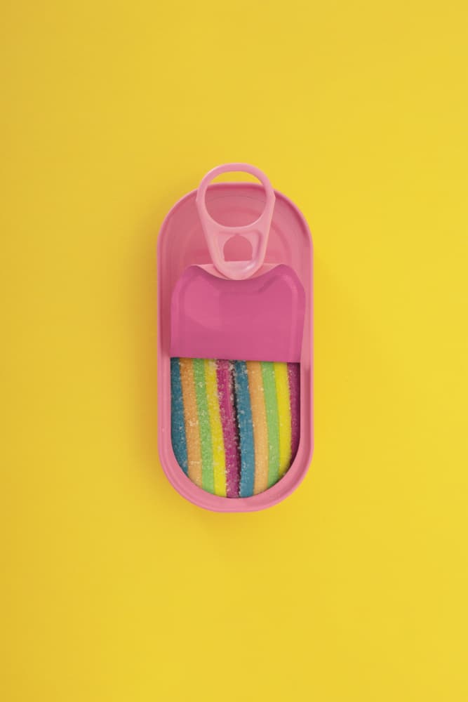 Rainbow Candy Can by Julia Ramiro — canvas wall art