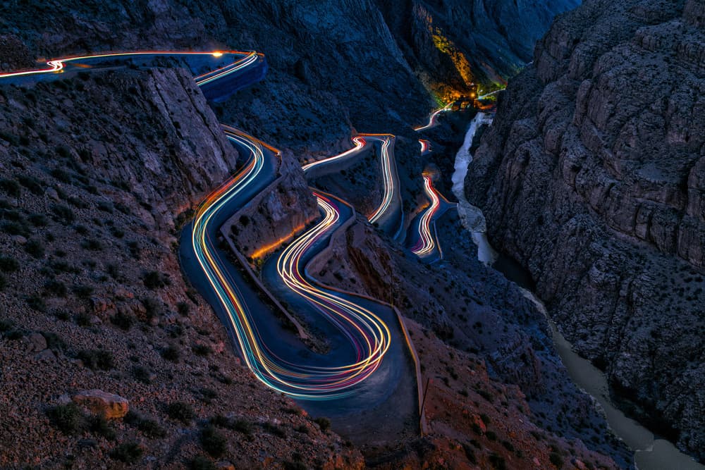Winding Canyon Light Trails by Martin Steeb — canvas wall art