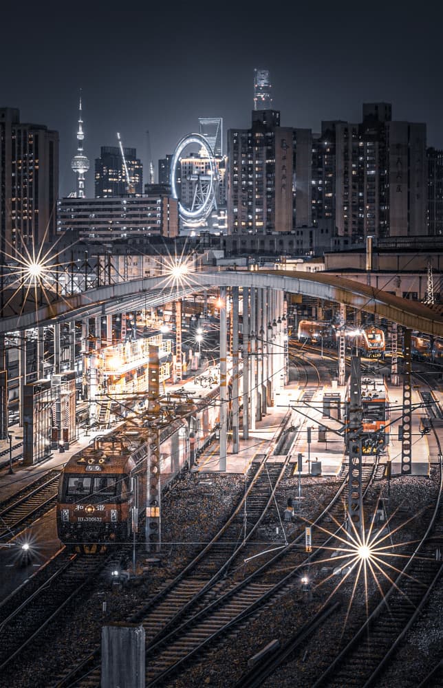 City Night Railway by Ran Shen — canvas wall art