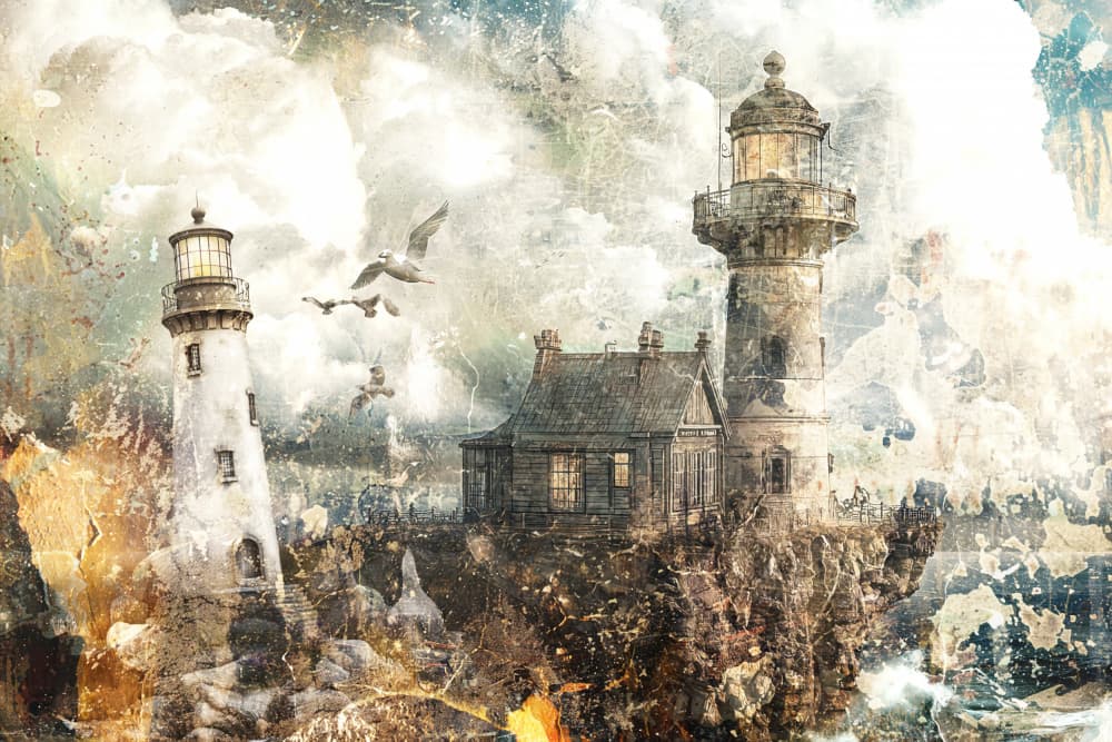 Vintage Coastal Lighthouses by Rafal Kulik — canvas wall art