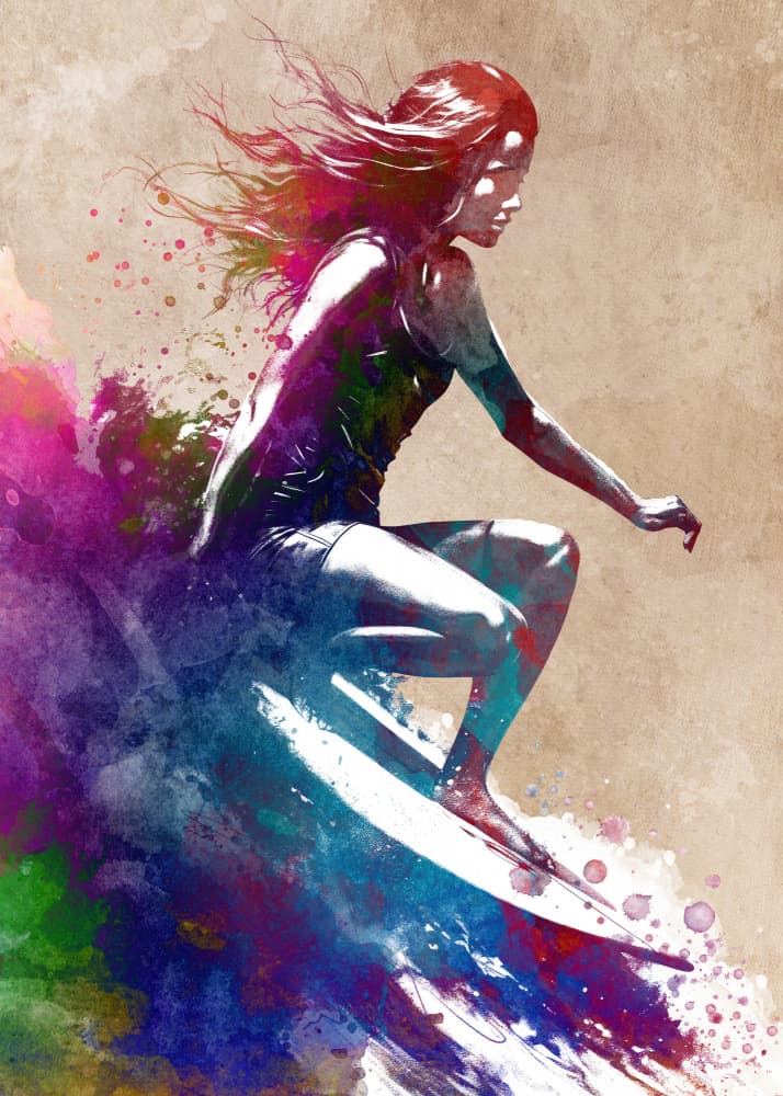 Vibrant Surfing Splash by Justyna Jaszke — canvas wall art