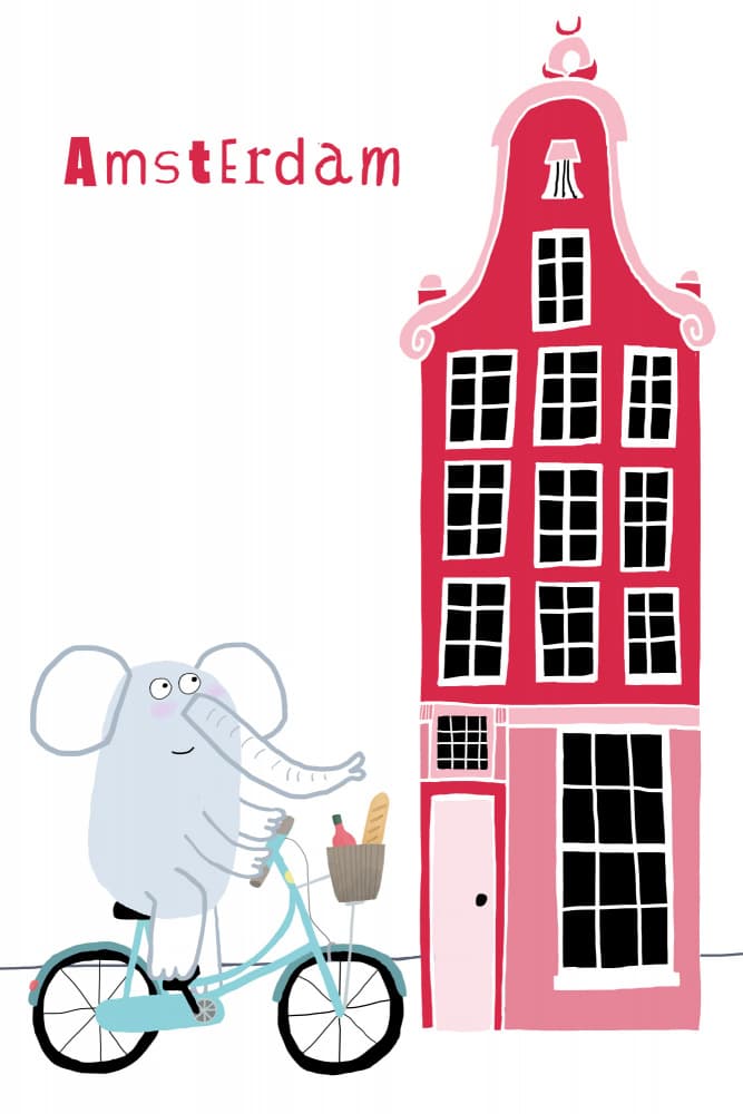 Whimsical Amsterdam Elephant Ride by Carla Daly — canvas wall art