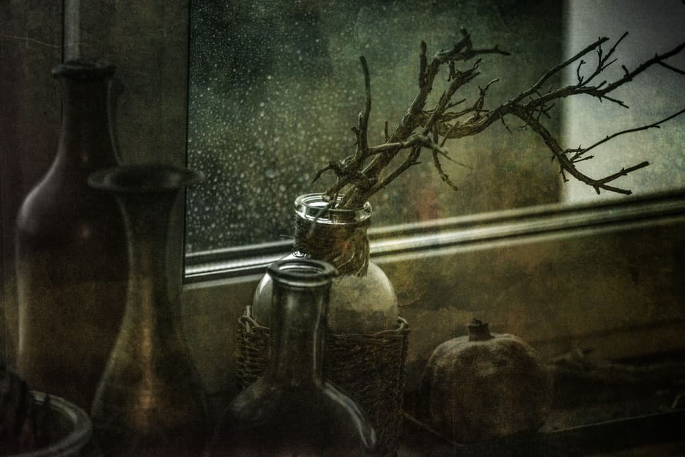 Moody Still Life Bottles by Igor Tokarev — canvas wall art