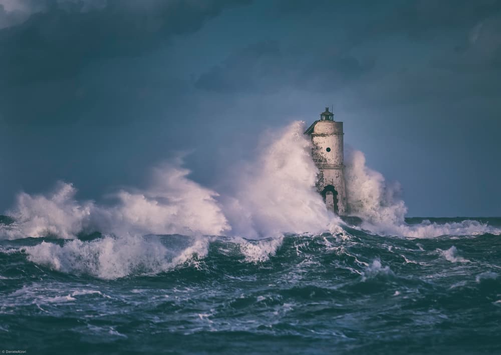 Stormy Ocean Lighthouse by Daniele Atzori — canvas wall art