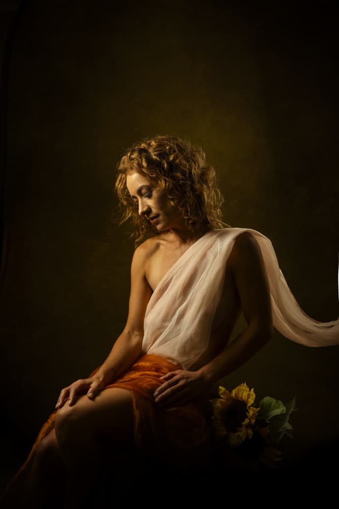 Golden Draped Figure by Hardik Pandya — canvas wall art