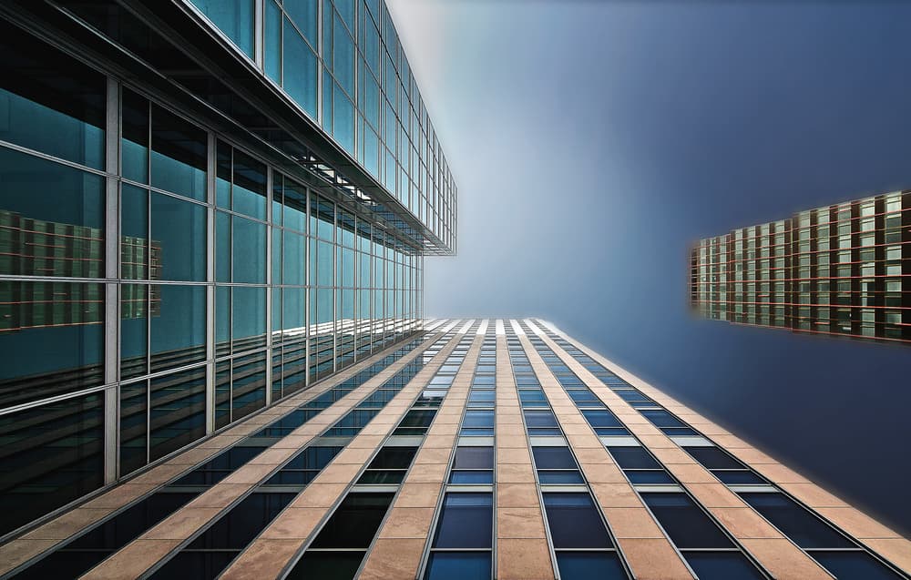Skyscrapers Against Blue Sky by Henk van Maastricht — canvas wall art